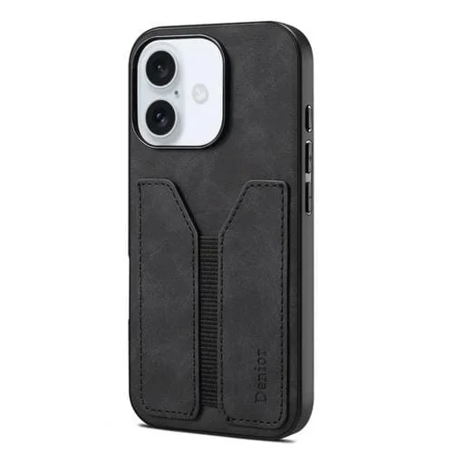 Funda Trasera para iPhone 16 Plus Denior D07 Dv con Ranura para Tarjeta Elástica (Negro)