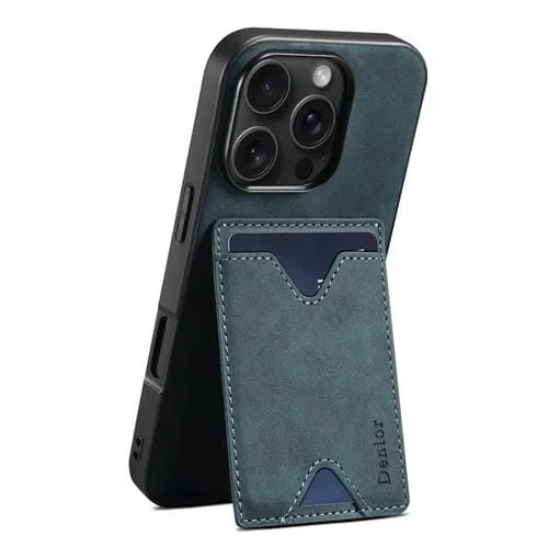 Funda Trasera para iPhone 16 Pro Max Denior D06 con ranura para tarjeta y soporte (Azul)