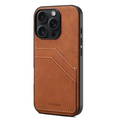 Funda Trasera Pu Denior D09 Ranura Dos Tarjetas iPhone 16 Pro (Marrón)