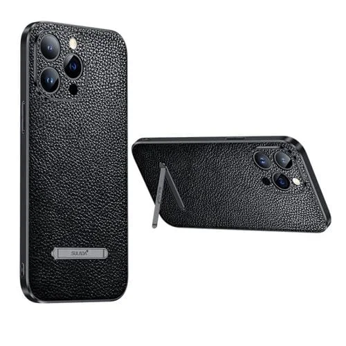 Funda Trasera Sulada Invisible Bracket para iPhone 14 Cuero (Negro)