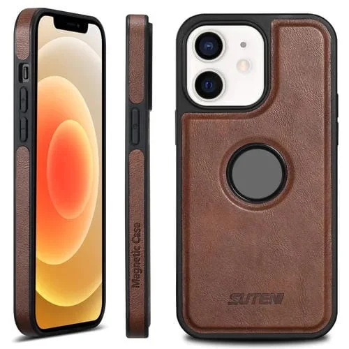 Funda Trasera Suteni G1 para iPhone 12 Magsafe Cuero (Marrón)