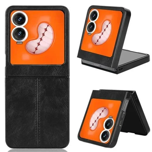 Funda Trasera Tecno Phantom V Flip2 Estampado de Vaca (Negra)