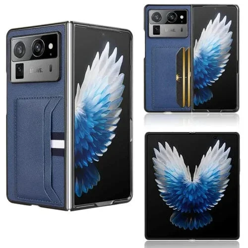Funda Trasera Tecno Phantom V Fold2 con Ranuras para Tarjetas y Textura Litchi (Azul)