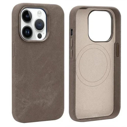 Funda VIETAO de cuero sintético con textura vaquera retro MagSafe para iPhone 13 Pro (marrón)