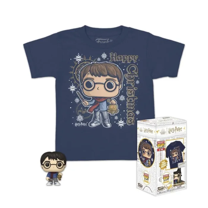 Funko Pocket Pop! & tee: Harry Potter – Holiday Harry – para Chicos – Large – (L) – Camiseta, Franela – Ropa con Minifigura de Vinilo Coleccionable – Idea de Regalo para Adultos Hombres