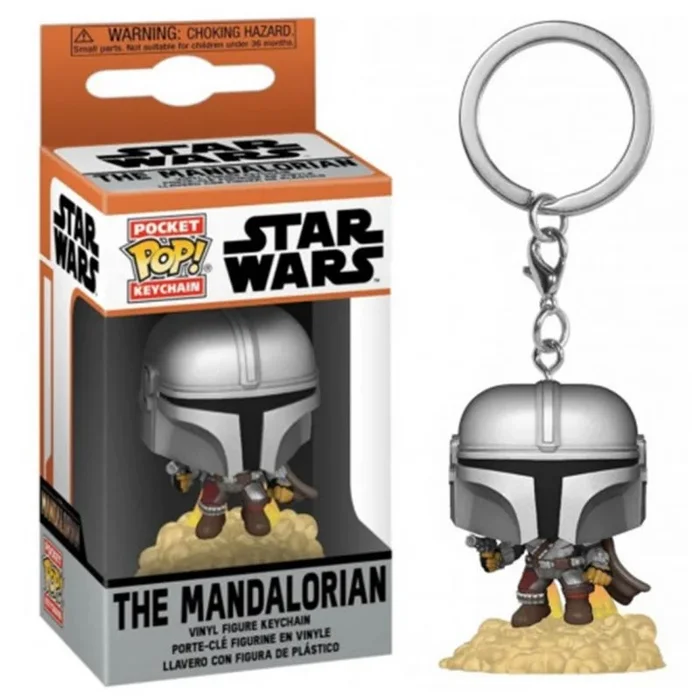 Funko pop keychain llavero star wars the mandalorian mando con pistola laser 53046