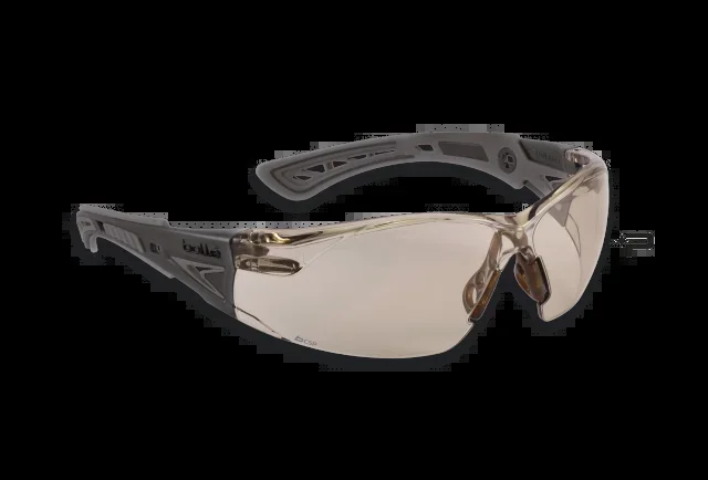 Gafas Bollé Rush, cristal Twilight, cristal platinium, patillas coinyectadas, ultraflexibles, para Airsoft