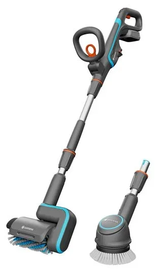 Gardena Multilimpiador Batería AquaBrush Universal 04/18V P4A Individual: Equipo de limpieza de batería, lavado de suelos de terrazas en una pasada, set sin batería (14842-55)