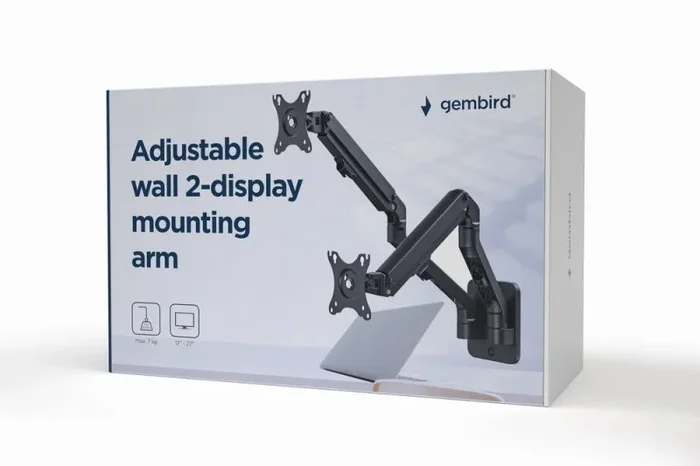 Gembird MA-WA2-01 soporte para monitor 68,6 cm (27″) Negro Pared