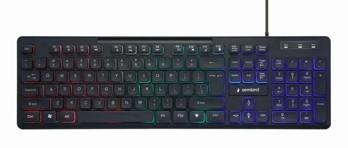 Gembird Teclado (Ingles) Multimedia KB-UML-02 USB, Iluminaciã“N RGB, Diseã‘O DE EE. UU., Negro