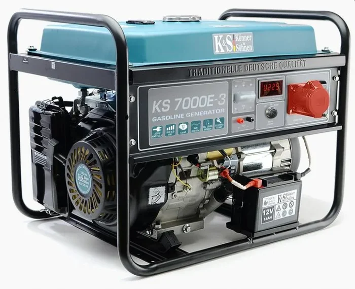 Generador de gasolina KS 7000E-3 para los dispositivos trifásicos(400V),generador electrico5500W con arranque manual/eléctrico,1x16A (400V),1x16A (230V),motor original EURO-V,power station con(AVR)