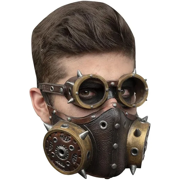 Ghoulish Productions – Máscara con Bozal y Gafas Steampunk, Línea Gas Mask & Steampunk, Máscara de Látex resistente, pintada a mano, Halloween, Desfile de Carnaval, Fiesta de Disfraces, Talla adulto