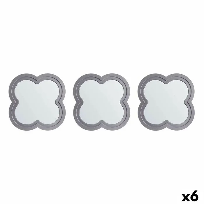 Gift Decor Juego de Espejos Flor Plateado Polipropileno 78 x 26 x 2,5 cm (6 Unidades)