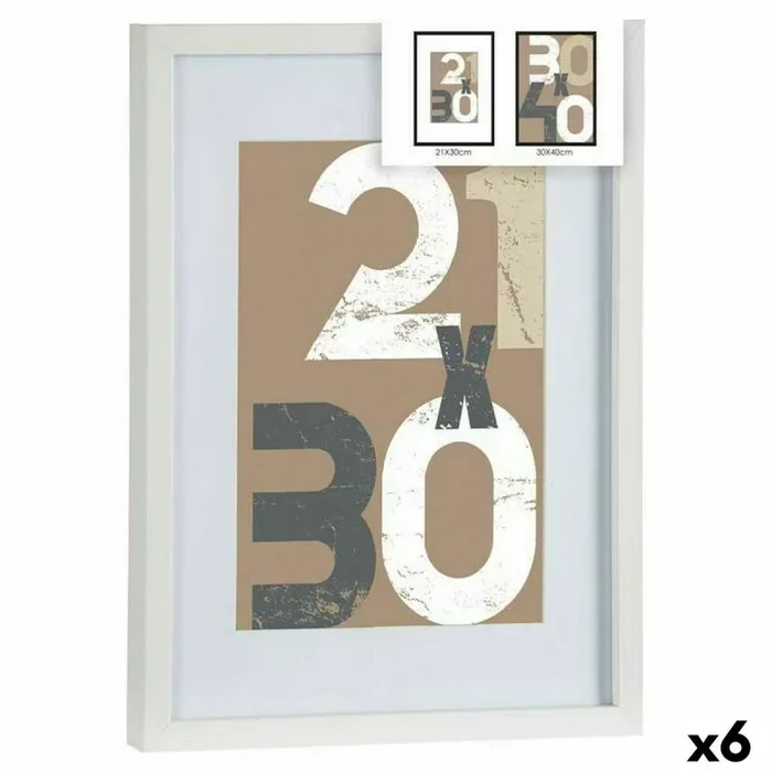 Gift Decor Portafotos de Pared Blanco Vidrio Madera MDF 32,5 x 2,5 x 42,5 cm (6 Unidades)