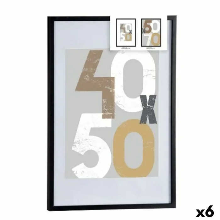 Gift Decor Portafotos de Pared Negro Plástico Madera MDF 52,5 x 2,5 x 72,5 cm (6 Unidades)