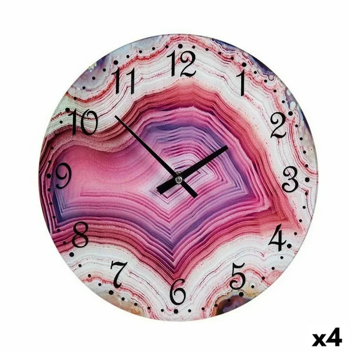 Gift Decor Reloj de Pared Mármol Rosa Cristal 30 x 4 x 30 cm (4 Unidades)