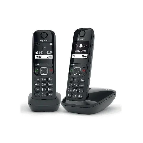 Gigaset AS490 Duo Teléfono DECT/analógico Identificador de llamadas Negro