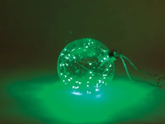 Glasslight led – bola de navidad de cristal transparente – 12 cm – 40 leds – color verde – pilas no incluidas