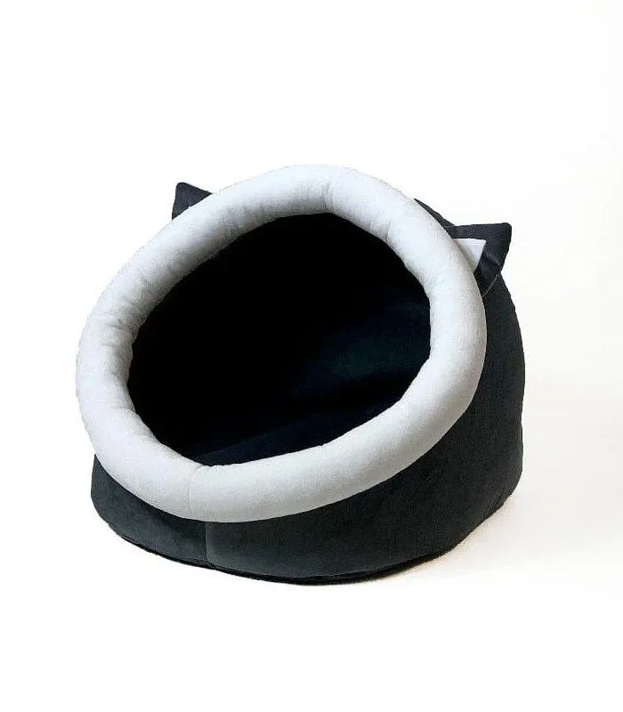 Gogift caseta para perro con orejas guarida 40 x 45 x 34 cm grafito-blanco