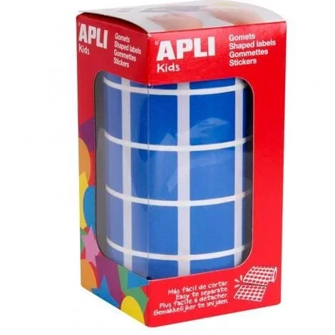Gomets autoadhesivos cuadrados 20×20 mm azul rollo de 1770 unidades