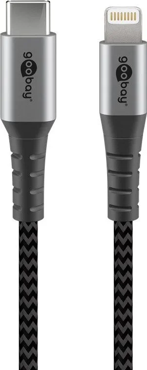 Goobay 49272 cable de conector Lightning 2 m Negro, Gris