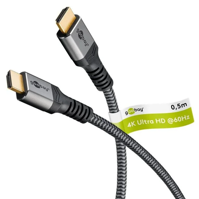 Goobay 64992 cable HDMI 0,5 m HDMI tipo A (Estándar) Negro, Plata