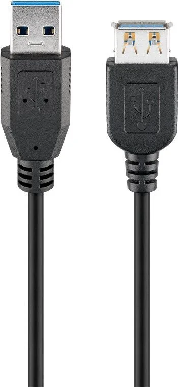 goobay 93998 SuperSpeed – Cable alargador USB 3.0, negro, 1,8 m, longitud