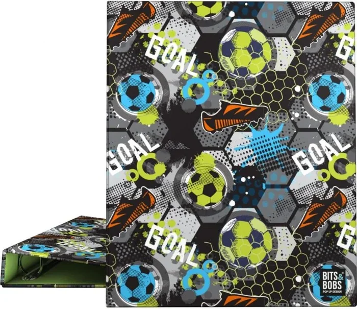 Grafoplás | Carpeta Archivadora A4 | Diseño Goal Bits&Bobs Pop Up Desing | 4 Anillas Mixtas 25mm | Certificado FSC | Plastificado Brillo | Perfecto Material Escolar