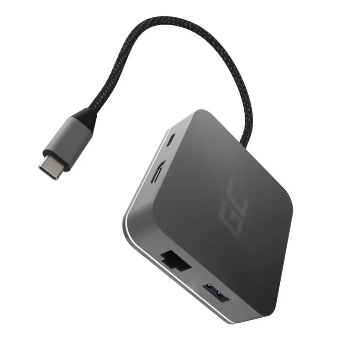 Green Cell USB-C 3xUSB3.0 HDMI Ethernet 6 Puertos Gris