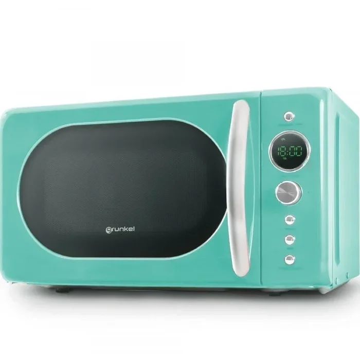 Grunkel – Microondas Digital de 20l de Capacidad con diseño Vintage y 6 Niveles de Potencia. Función cocción rápida y Temporizador hasta 60 min – 700W (Azul, Mecánico)
