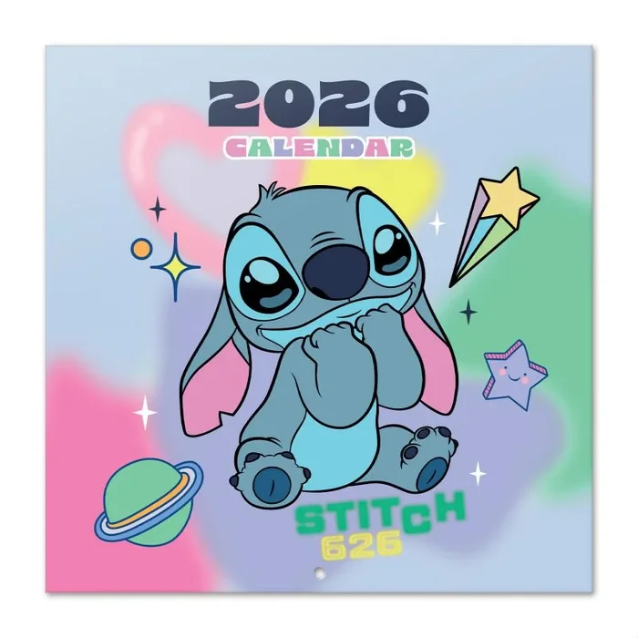 Grupo Erik Calendario Stitch 2026 pared – Almanaque pared 2026 : Planificador mensual Con espacio para Anotar, Ilustraciones y Fácil de colgar (30x30cm)