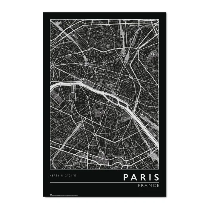 Grupo Erik Poster Paris mapa ciudad – Laminas decorativas 61×91,5cm a todo color | Posters para pared ideal decoración habitación