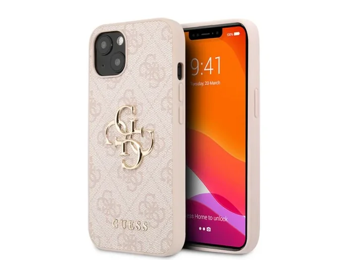 Guess Carcasa de Metal PU 4G para iPhone 14 Plus, Color Rosa, GUHCP14M4GMGGR, Color Negro