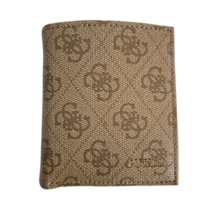 Guess, vezzola, textile wallet, small billfold, smvezzpol22, brown, for men