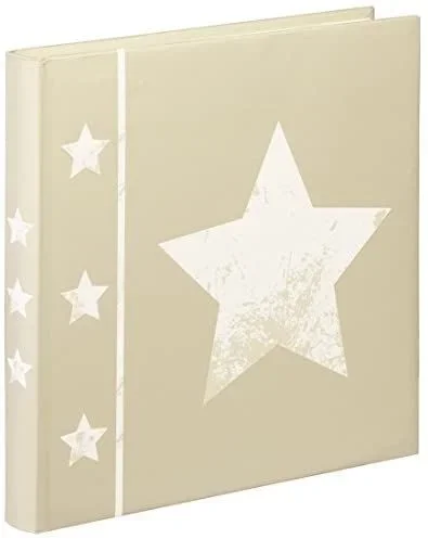 HAMA | Álbum de fotos de 30x30cm (Álbum fotográfico para 240 fotos de 10x15cm, Imagen de estrella en la portada, Idea de regalo, Regalo de San Valentin) Color Beige