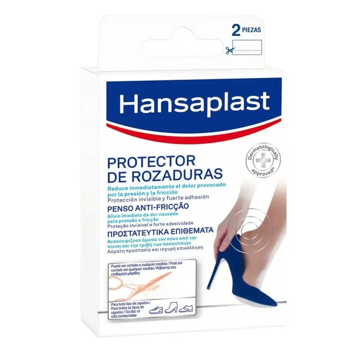 Hansaplast Apósito protector de rozaduras, alivio inmediato, apósitos adhesivos anti ampollas, alivia la fricción, protección invisible, fuerte adhesión, impermeable, 2 unidades