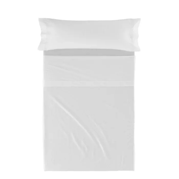 happyfriday Basic Juego de sábanas 2 Piezas Blanco Blanco, 180×270 cm (Cama 105), 100% Algodón, Calidad de 150