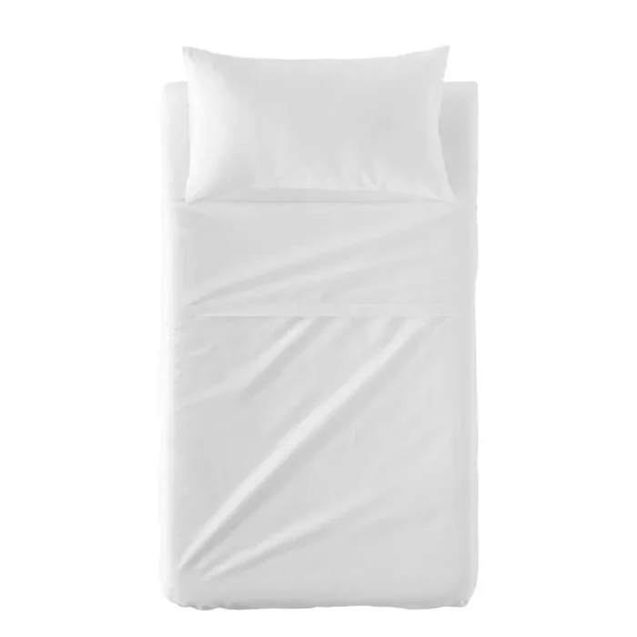 happyfriday Basic Juego de sábanas Cuna 2 Piezas Blanco Blanco, 100×130 cm (Cuna), 100% Algodón, Calidad de 150