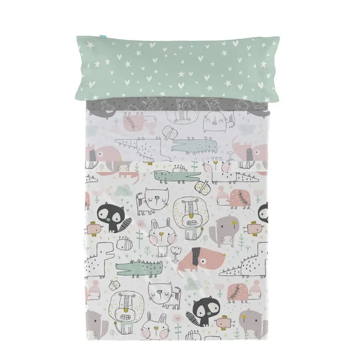 happyfriday Best Buddies Juego de sábanas 2 Piezas Multicolor, 160×270 cm (Cama 80/90), 100% Algodón, Calidad de 150