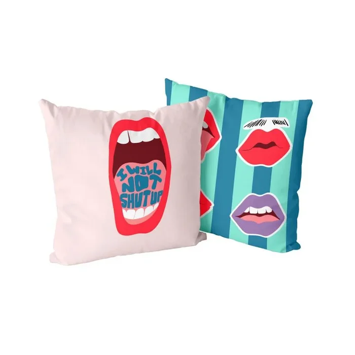 happyfriday Lips Funda de cojín Decorativo 50×50 cm (Pack de 2) Multi, 50×50 cm (Pack de 2), 100% Algodón, Calidad de