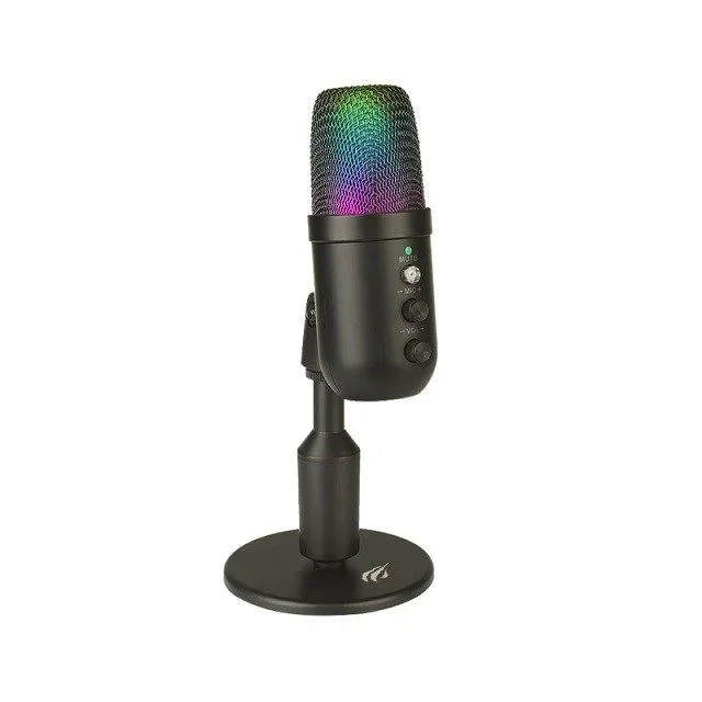 havit Micrófono USB RGB para Juegos para PC con botón de Silencio, Adecuado para transmisión en Vivo, grabación y Chat