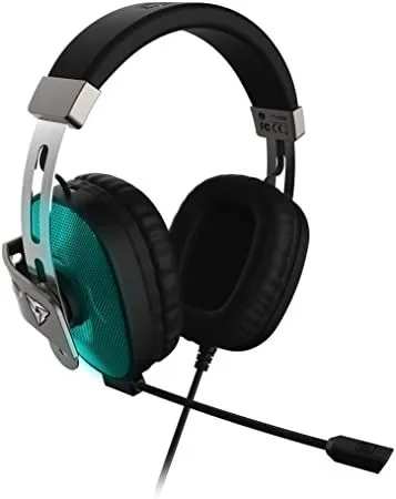 Headphone gaming thunderx3 th30 glow cyan led jack 3.5mm gold microfono extraible 2.1 stereo 53mm diadema y acabados metalicos