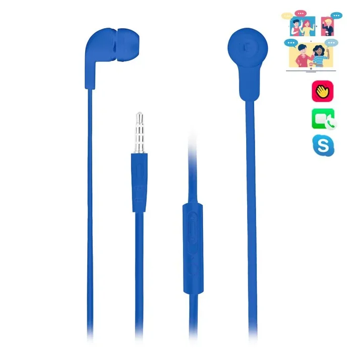 Headset intrauditivos ngs skip blue jack 3.5mm driver 10mm tecnología voz assistant 20-20hz -106db cable 1.2m color azul