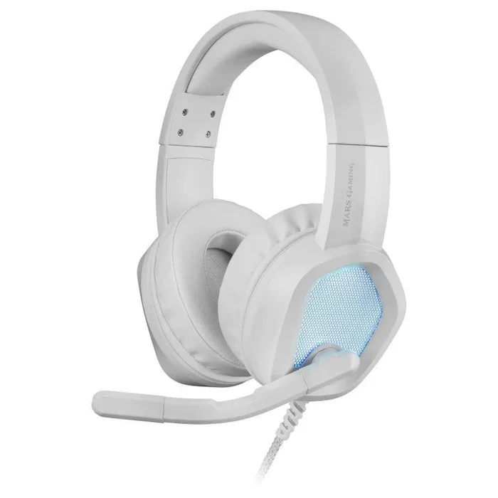 Headset mars gaming mh320 white hi-fi ultra-bass 3d jack 3.5mm iluminacion rgb flow (alimentada por usb) micro con cancelacion de ruido