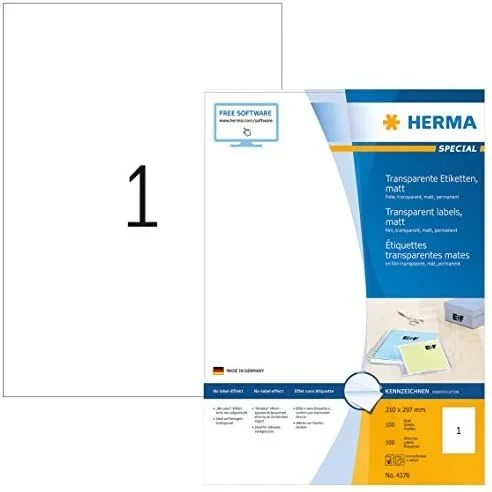 HERMA 4376 etiqueta de impresora Transparente Etiqueta para impresora autoadhesiva