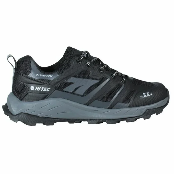 HI-TEC Muflon Low, Zapatillas de Trekking Hombre,Calzado Senderismo Hombre Impermeable, Calzado montaña Hombre (TOUBKAL LOW WP Black/Charcoal/Grey, 45)