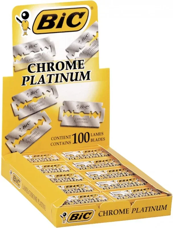 Hojas de afeitado desechables BIC Chrome Platinum, una sola hoja con doble filo, 100 unidades (cinco packs de 20)
