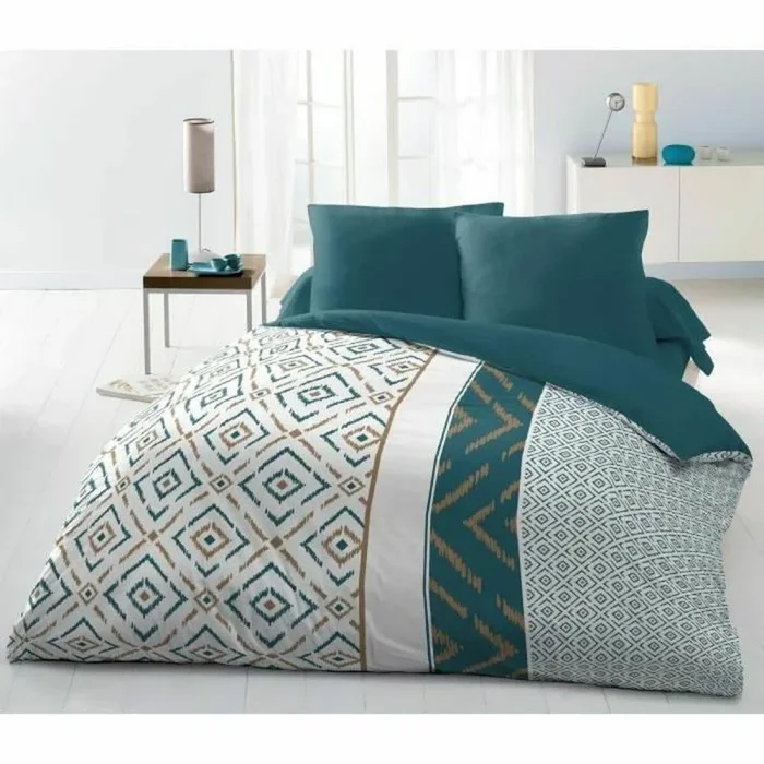 Home Linge Passion Juego de edredón de Microfibra Ethno 220 x 240 cm y 2 Fundas de Almohada de 63 x 63 cm, Color Azul