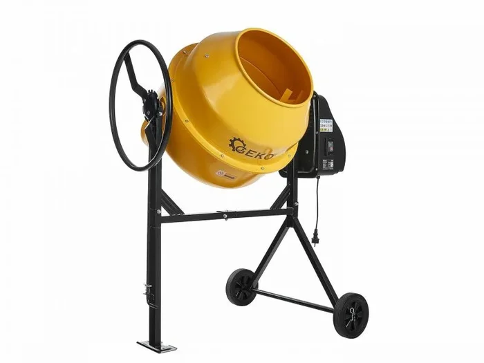 Hormigonera eléctrica GEKO 120 L, 550 W, tambor con corona de hierro fundido, 230 V, con ruedas, uso profesional y doméstico, mezcla cemento, mortero y hormigón