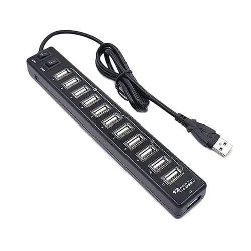 Hub USB 2.0 de 12 Puertos para Notebook y Netbook (Negro)